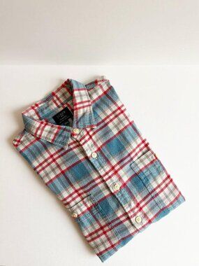 J. Crew Vintage Slim Fit Long Sleeve Blue/Red Plaid Flannel Shirt